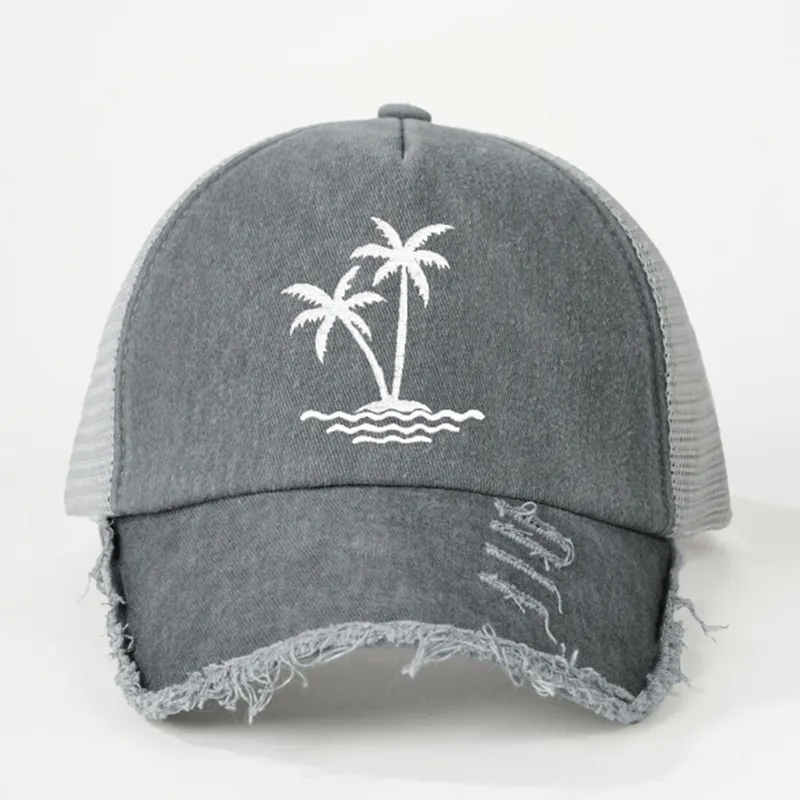 Unisex Coconut Tree Curved Eaves Embroidery Casual Simple Style Streetwear Baseball Cap display picture 3