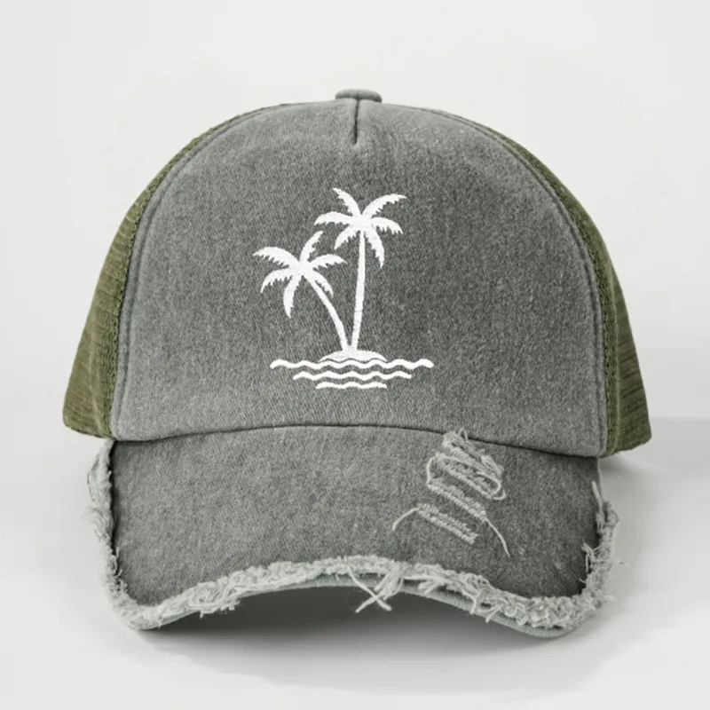 Unisex Coconut Tree Curved Eaves Embroidery Casual Simple Style Streetwear Baseball Cap display picture 4