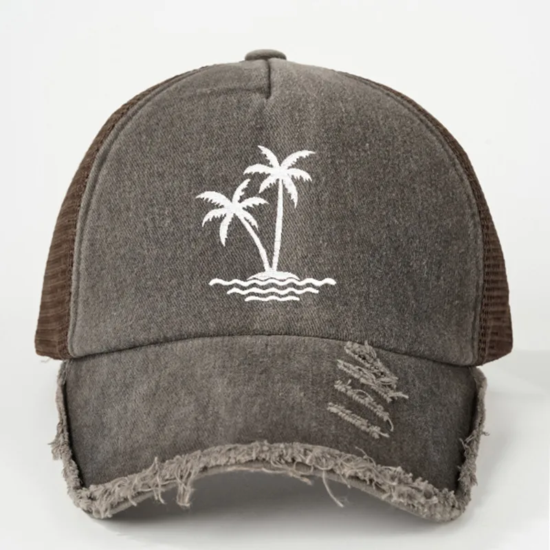 Unisex Coconut Tree Curved Eaves Embroidery Casual Simple Style Streetwear Baseball Cap display picture 5