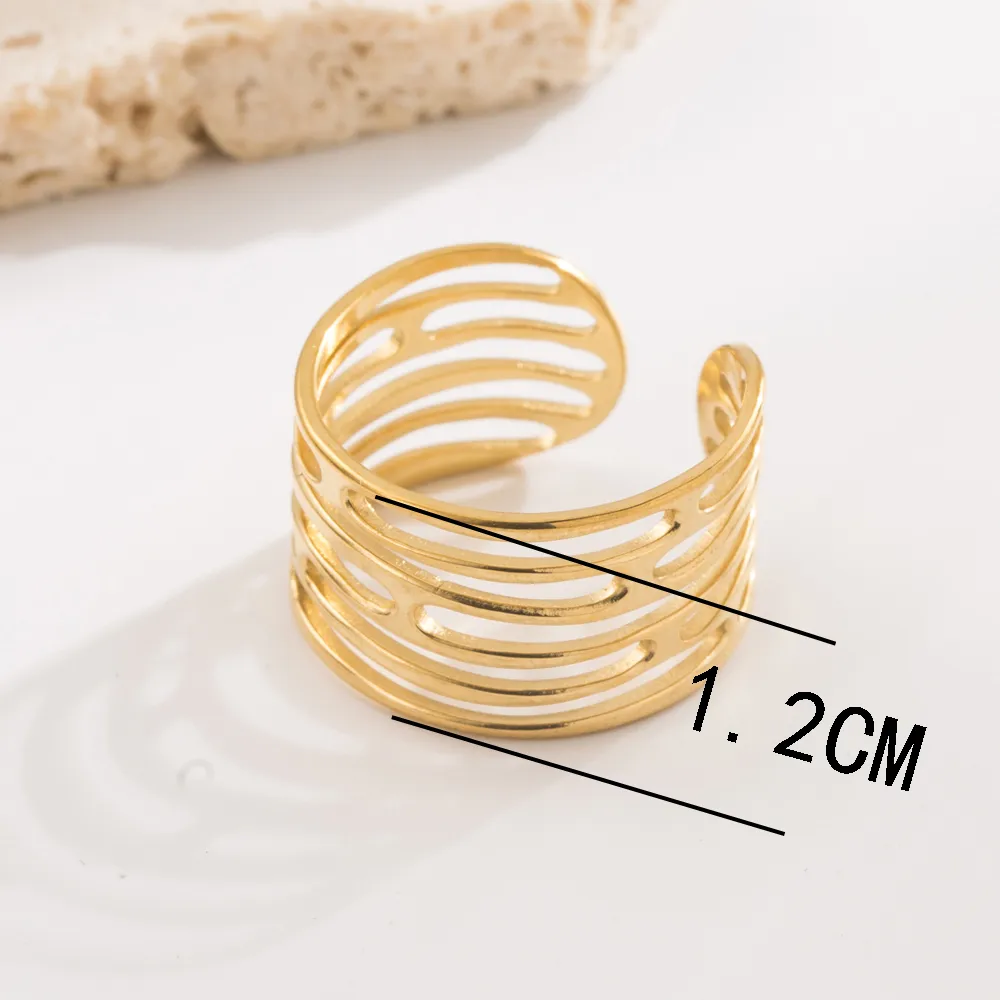 Geometric Round Heart Shape Vintage Style Lady Simple Style 304 Stainless Steel Open Rings display picture 8