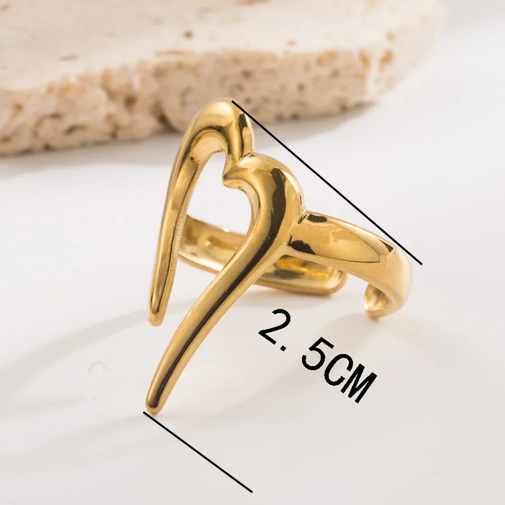 Geometric Round Heart Shape Vintage Style Lady Simple Style 304 Stainless Steel Open Rings display picture 1