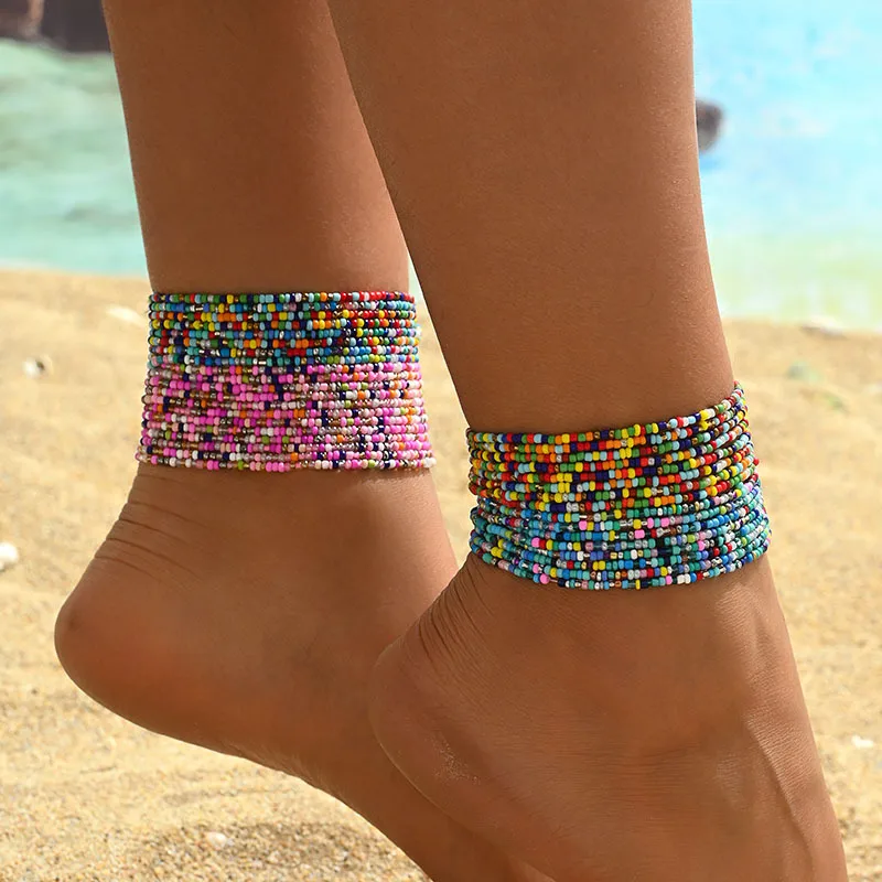 Seed Bead Modern Style Simple Style Round Anklet display picture 1