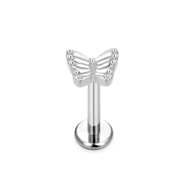 1 Piece Titanium Alloy Modern Style Classic Style Commute Butterfly Snowflake Carving Lip Rings Ear Cartilage Rings & Studs display picture 8