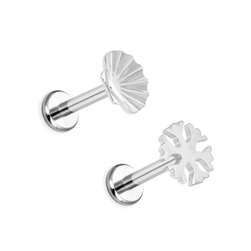 1 Piece Titanium Alloy Modern Style Classic Style Commute Butterfly Snowflake Carving Lip Rings Ear Cartilage Rings & Studs display picture 6