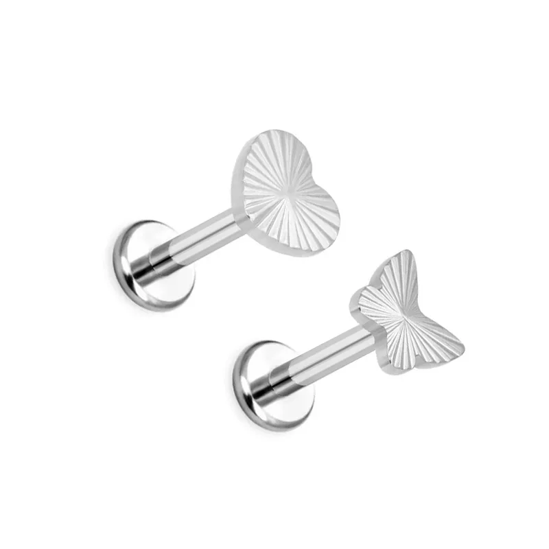 1 Piece Titanium Alloy Modern Style Classic Style Commute Butterfly Snowflake Carving Lip Rings Ear Cartilage Rings & Studs display picture 7