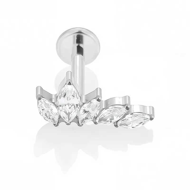 1 Piece Titanium Alloy Casual Nordic Style Simple Style Geometric Fruit Heart Shape Zircon 18K Gold Plated Polishing Plating Hollow Out Lip Rings Ear Cartilage Rings & Studs Nose Rings & Studs display picture 8