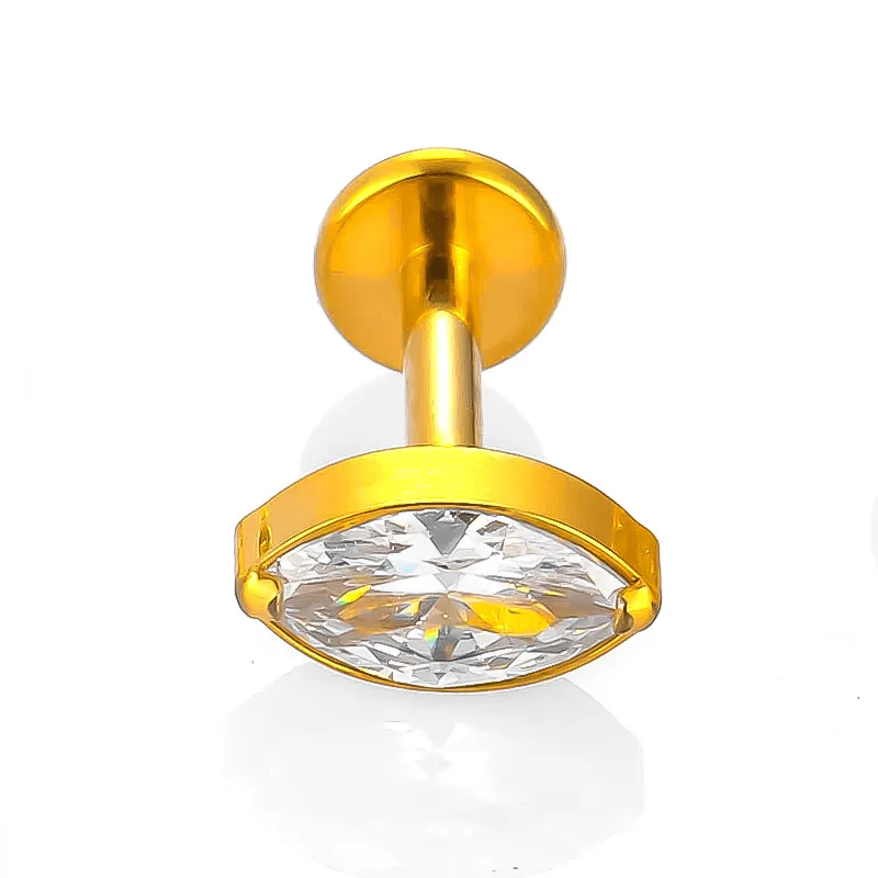1 Pièce Alliage De Titane Décontractée Style Nordique Style Simple Géométrique Fruit Forme De Cœur Zircon Plaqué Or 18K Polissage Placage Évider Anneaux À Lèvres Boucles D'Oreilles Cartilage Anneaux De Nez display picture 3