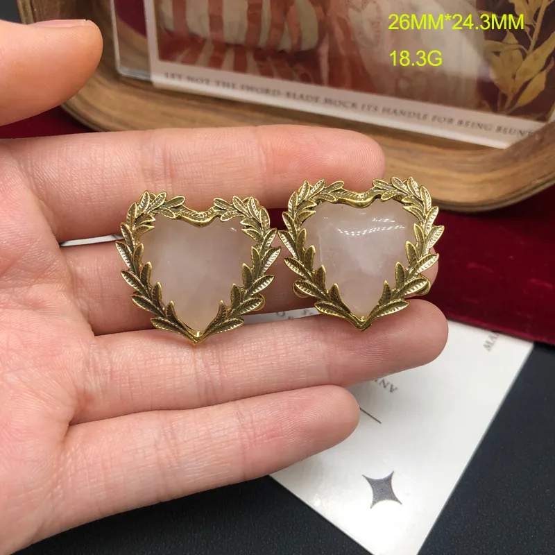 Simple Style Classic Style Alloy Turquoise Rose Quartz Leaves Red Heart Women's Earrings Brooches display picture 5