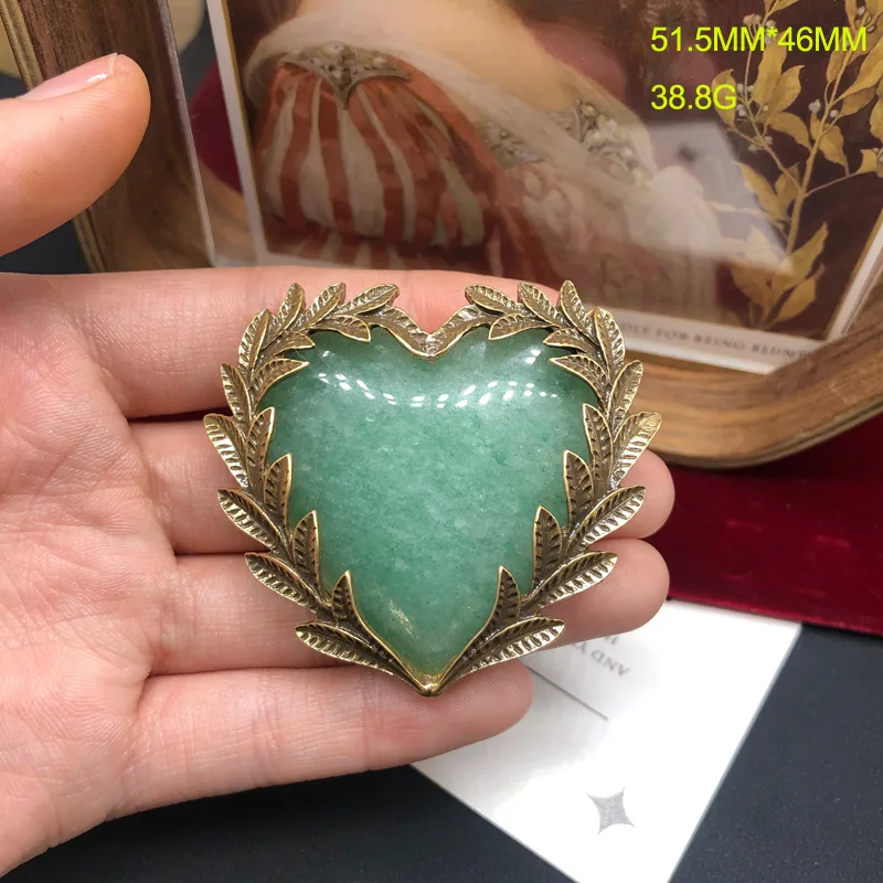 Simple Style Classic Style Alloy Turquoise Rose Quartz Leaves Red Heart Women's Earrings Brooches display picture 7