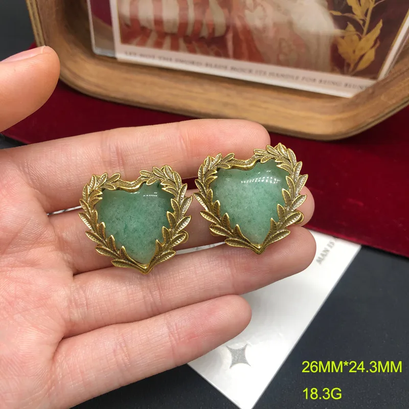 Simple Style Classic Style Alloy Turquoise Rose Quartz Leaves Red Heart Women's Earrings Brooches display picture 9