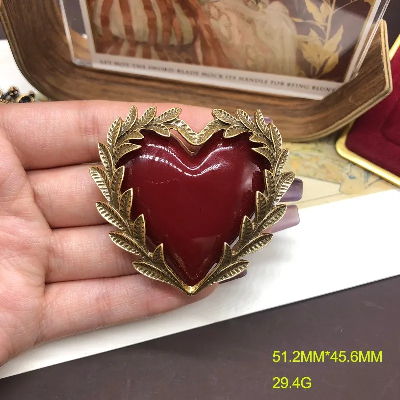 Simple Style Classic Style Alloy Turquoise Rose Quartz Leaves Red Heart Women's Earrings Brooches display picture 12
