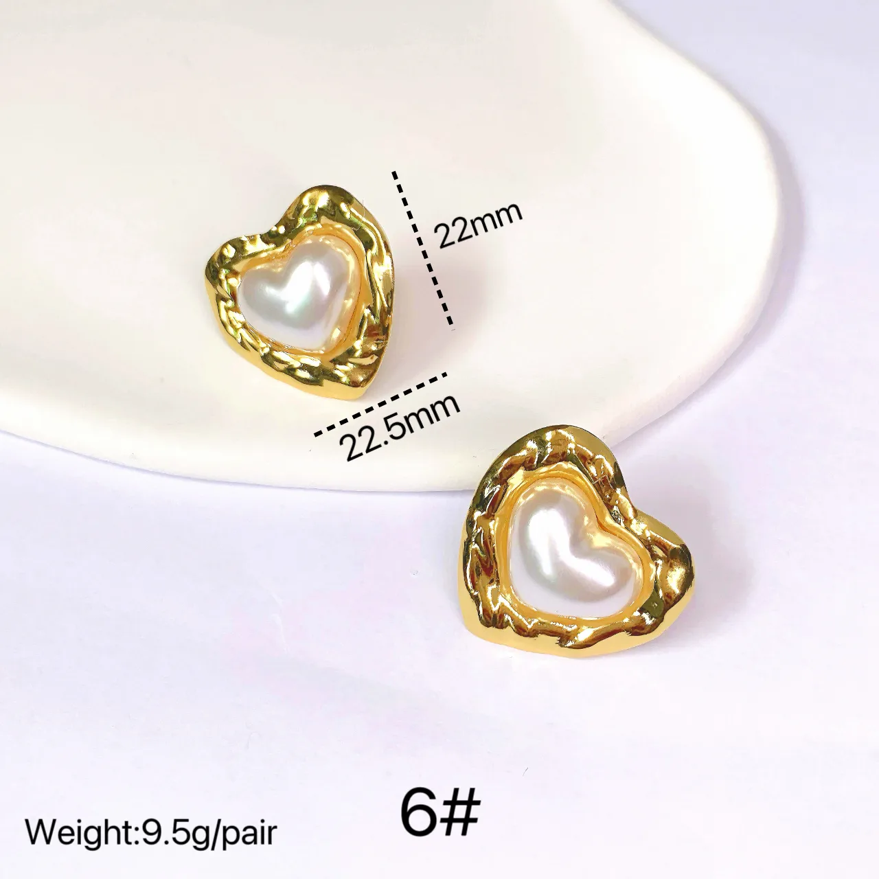1 Par Forma De Corazón Casual Estilo Marino Viajar Diariamente Acero Inoxidable 304 Chapados En Oro De 18K Perlas Artificiales Embutido Pendientes display picture 2