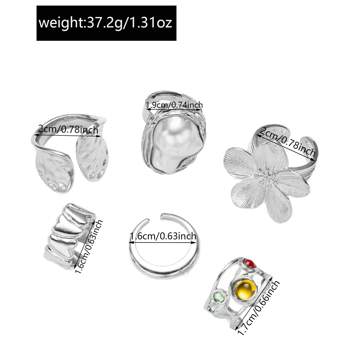 Classical Vintage Style Funny Alloy Round Flower Women's Open Rings display picture 2