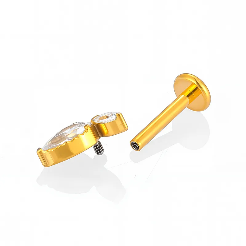 1 Piece Titanium Alloy Casual Simple Style Commute Tortoise Animal Cross Zircon 18K Gold Plated Polishing Plating Inlay Lip Rings Ear Cartilage Rings & Studs Nose Rings & Studs display picture 4