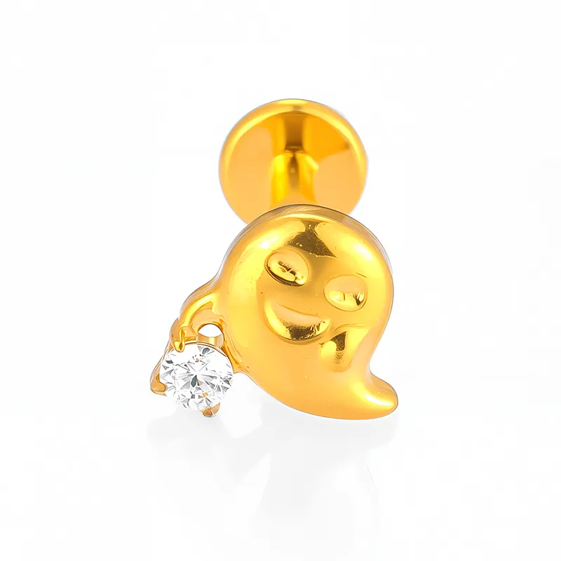 1 Piece Titanium Alloy Casual Simple Style Commute Tortoise Animal Cross Zircon 18K Gold Plated Polishing Plating Inlay Lip Rings Ear Cartilage Rings & Studs Nose Rings & Studs display picture 2