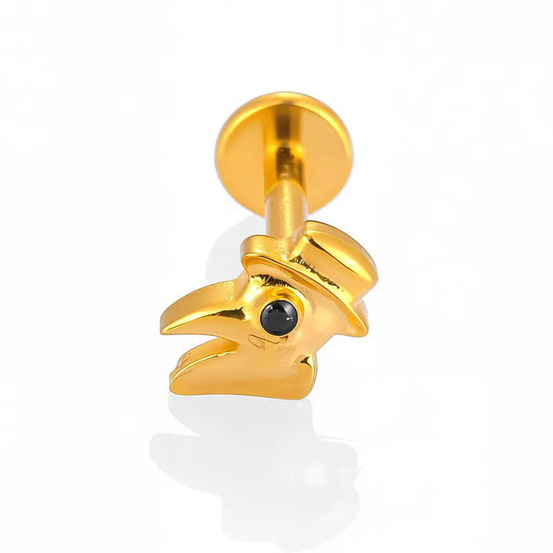 1 Piece Titanium Alloy Casual Simple Style Commute Tortoise Animal Cross Zircon 18K Gold Plated Polishing Plating Inlay Lip Rings Ear Cartilage Rings & Studs Nose Rings & Studs display picture 7
