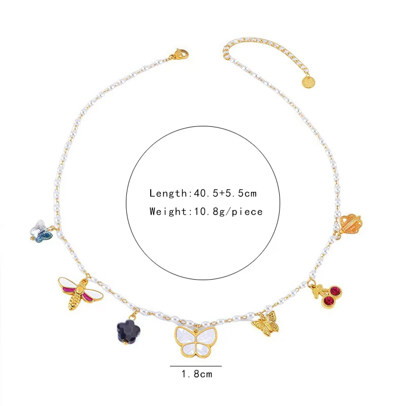 Bee Butterfly Elegant Sweet 304 Stainless Steel Multi Charms Necklace Wholesale display picture 1