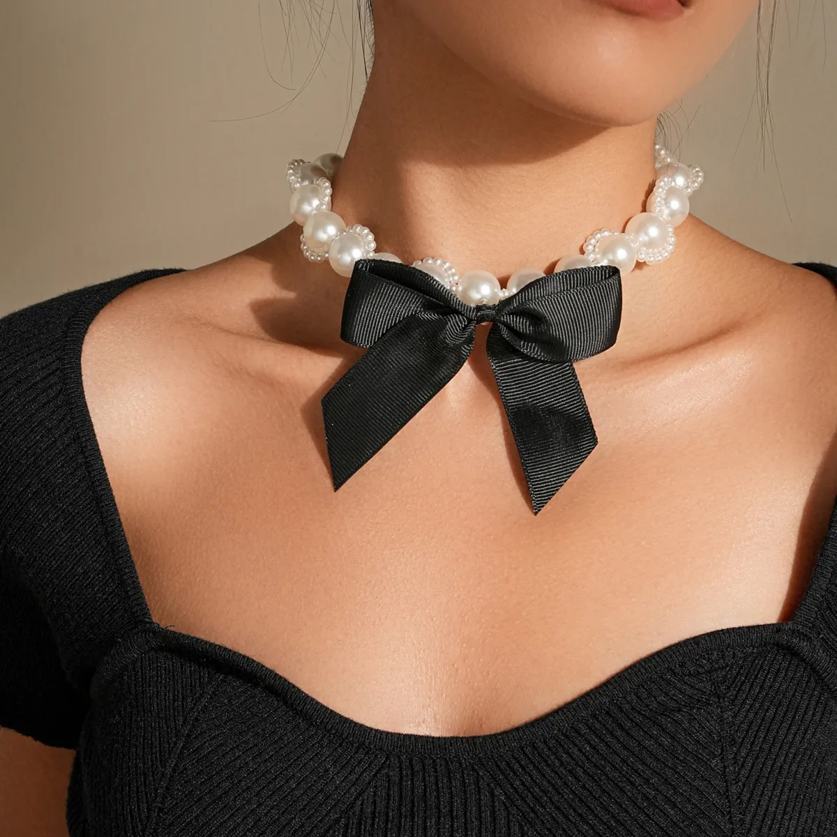 Nudo De Lazo Princesa Lindo Brillante Perlas Barrocas Collar Venta Al Por Mayor display picture 6