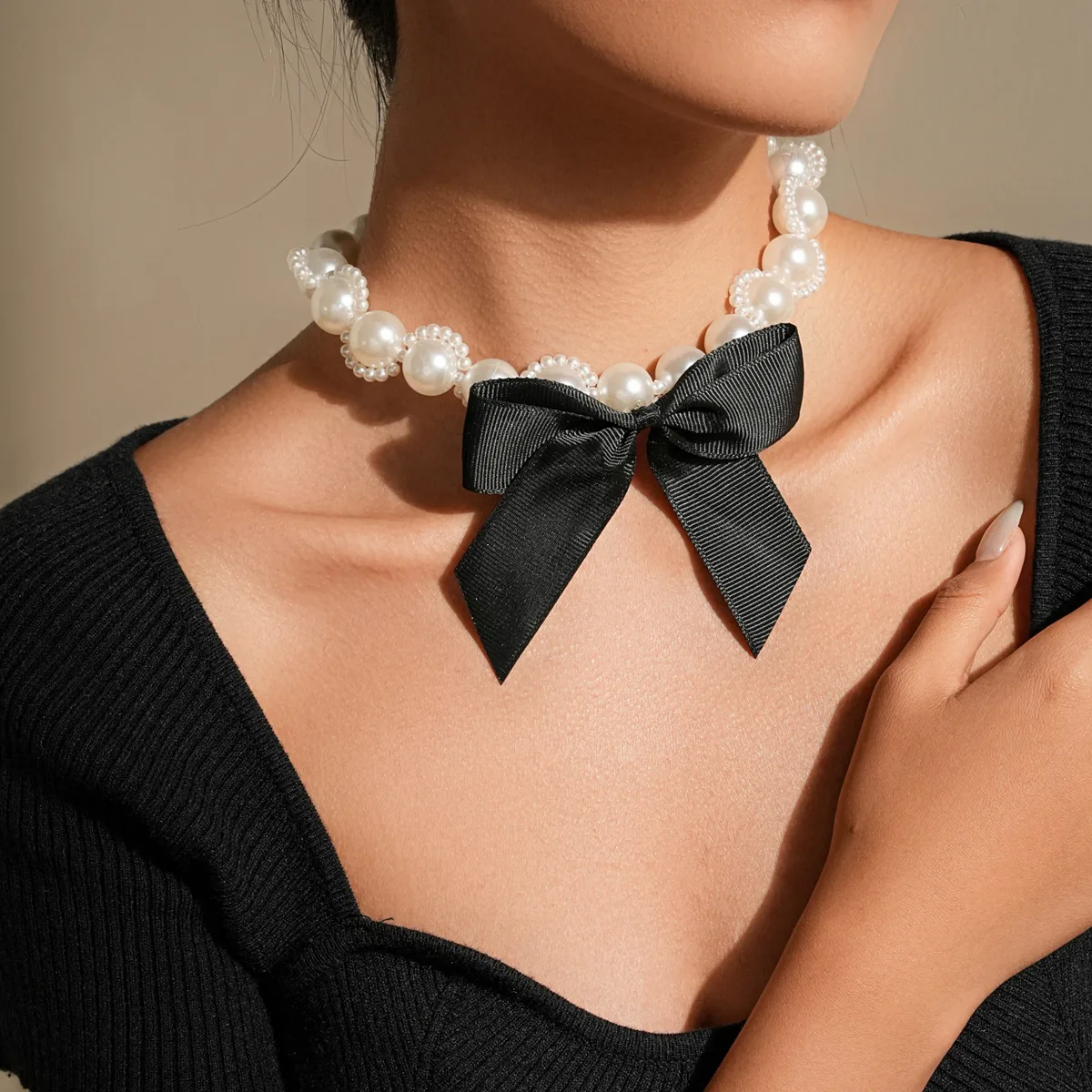 Nudo De Lazo Princesa Lindo Brillante Perlas Barrocas Collar Venta Al Por Mayor display picture 8