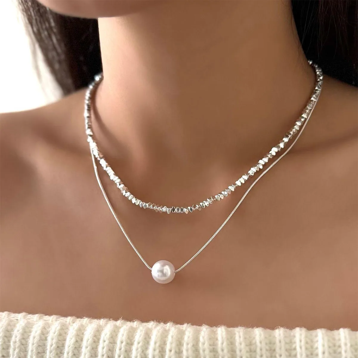 Round Cute Lady Shiny Alloy Double Layer Necklaces Wholesale display picture 2