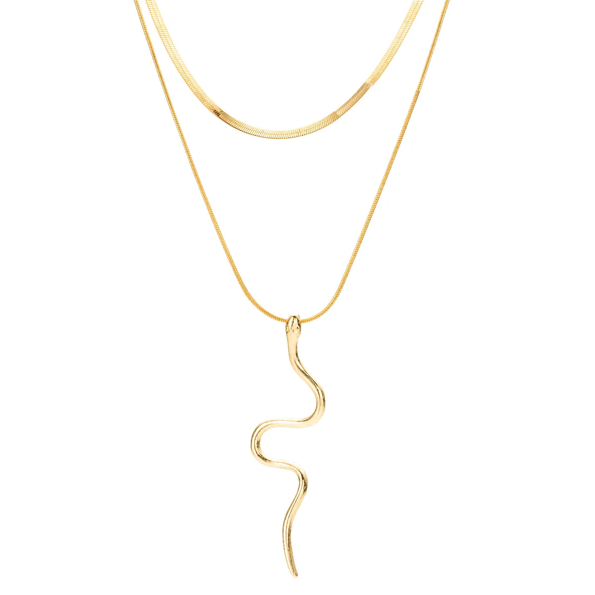 Snake Vintage Style Lady Shiny Alloy Double Layer Necklaces Wholesale display picture 4
