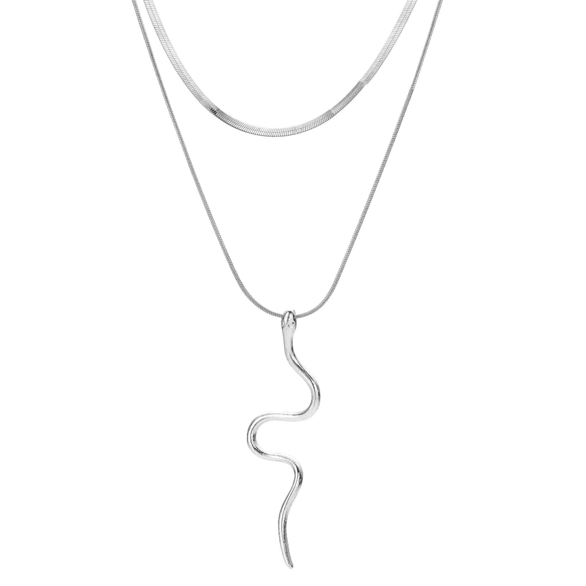 Snake Vintage Style Lady Shiny Alloy Double Layer Necklaces Wholesale display picture 9