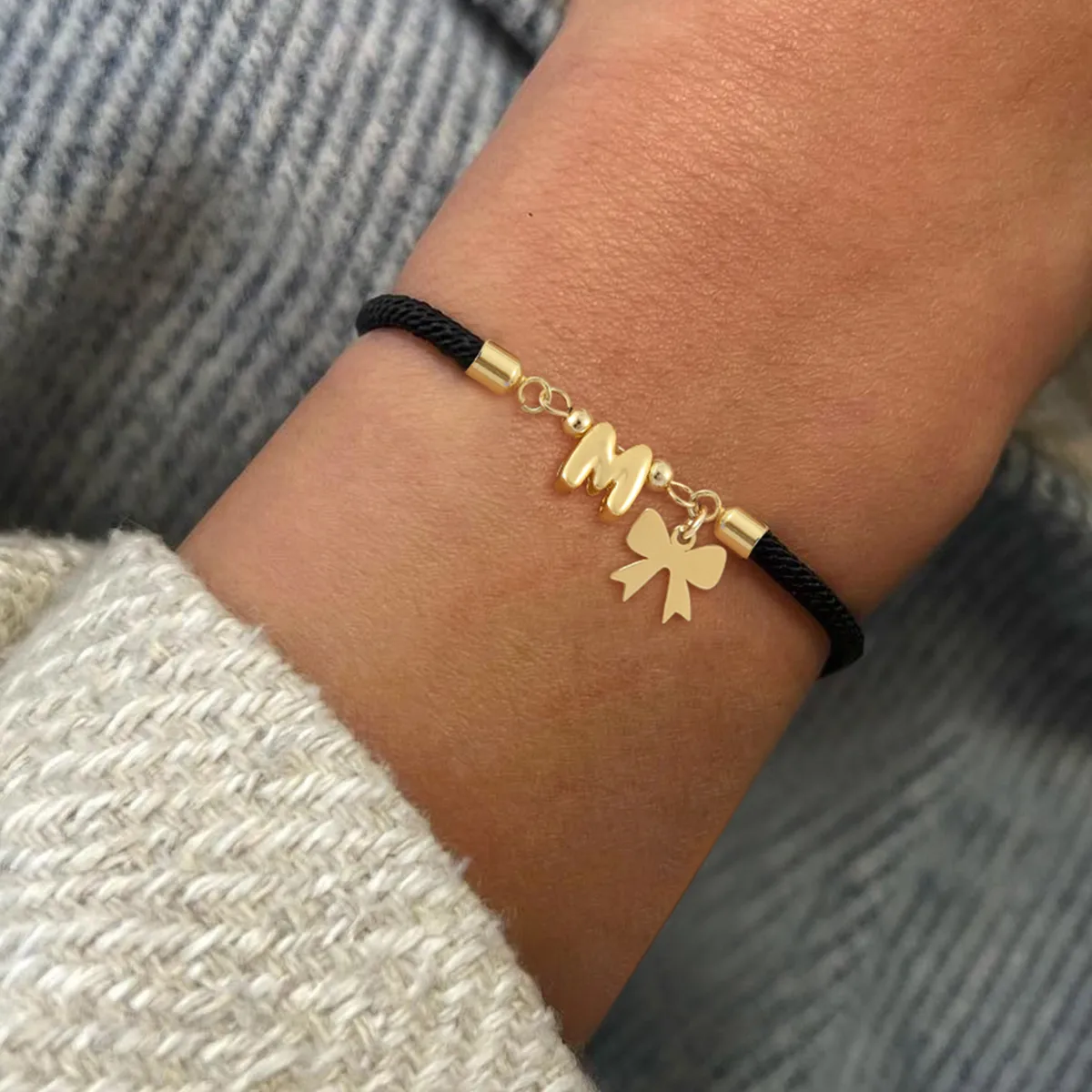 Letter Bow Knot Elegant Classic Style 304 Stainless Steel Nylon Copper Bracelets Wholesale display picture 1