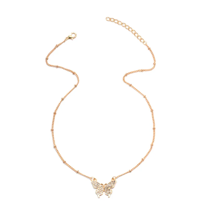 Butterfly Vintage Style Lady Simple Style Alloy Pendant Necklace Wholesale display picture 2
