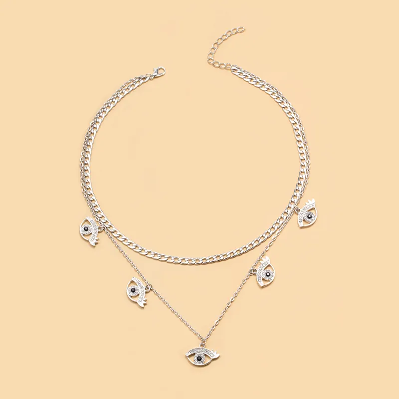 Eye Vintage Style Lady Simple Style Alloy Double Layer Necklaces Wholesale display picture 1