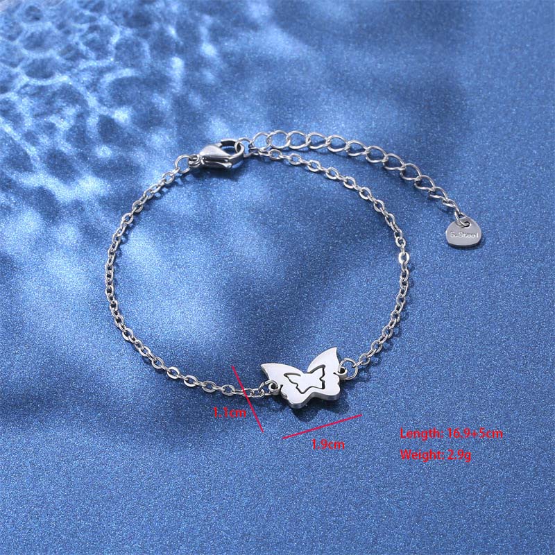 Paw Print Heart Shape Butterfly Cute Bohemian Simple Style 201 Stainless Steel Bracelets In Bulk display picture 9