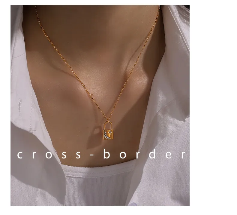 Lock Glam Queen Bridal 304 Stainless Steel Pendant Necklace Lobster Trigger Clasp Closure display picture 7