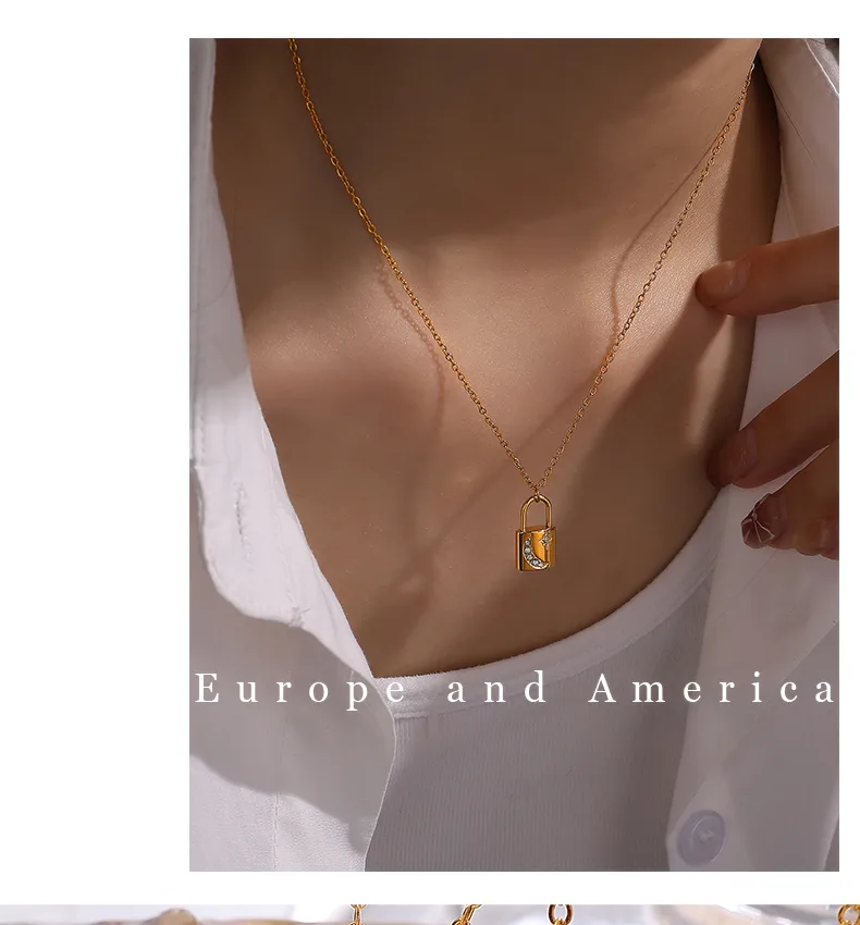 Lock Glam Queen Bridal 304 Stainless Steel Pendant Necklace Lobster Trigger Clasp Closure display picture 3