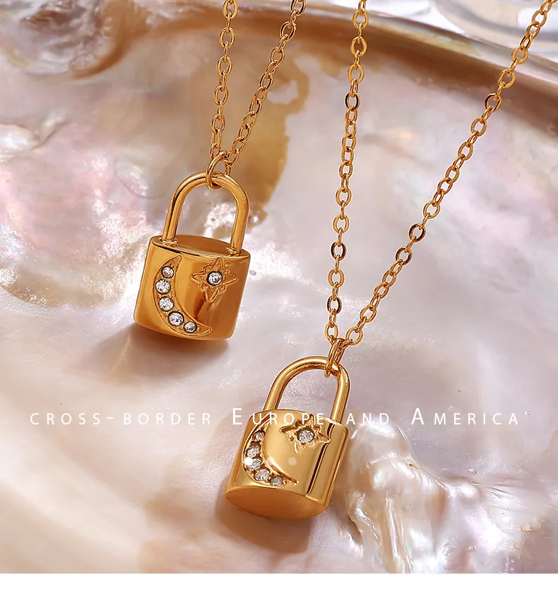 Lock Glam Queen Bridal 304 Stainless Steel Pendant Necklace Lobster Trigger Clasp Closure display picture 5