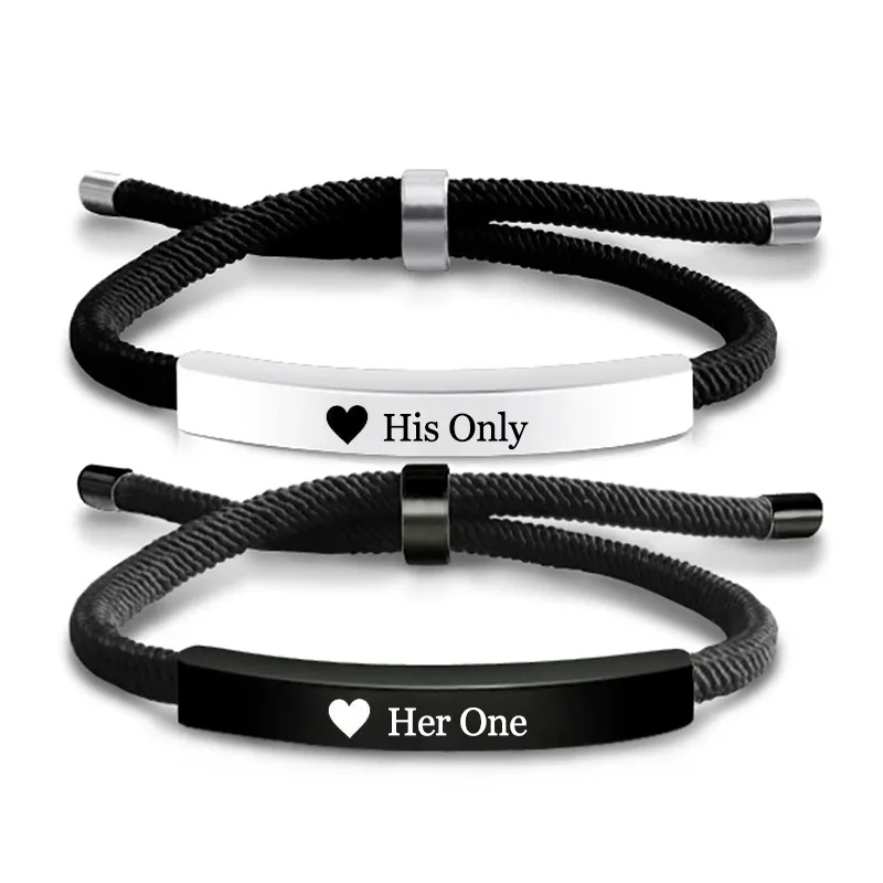 Letter French Style Romantic Simple Style 304 Stainless Steel Rope Bracelets Wholesale display picture 5