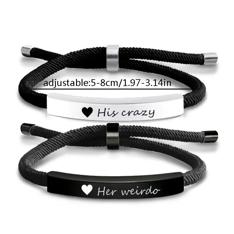Letter French Style Romantic Simple Style 304 Stainless Steel Rope Bracelets Wholesale display picture 8