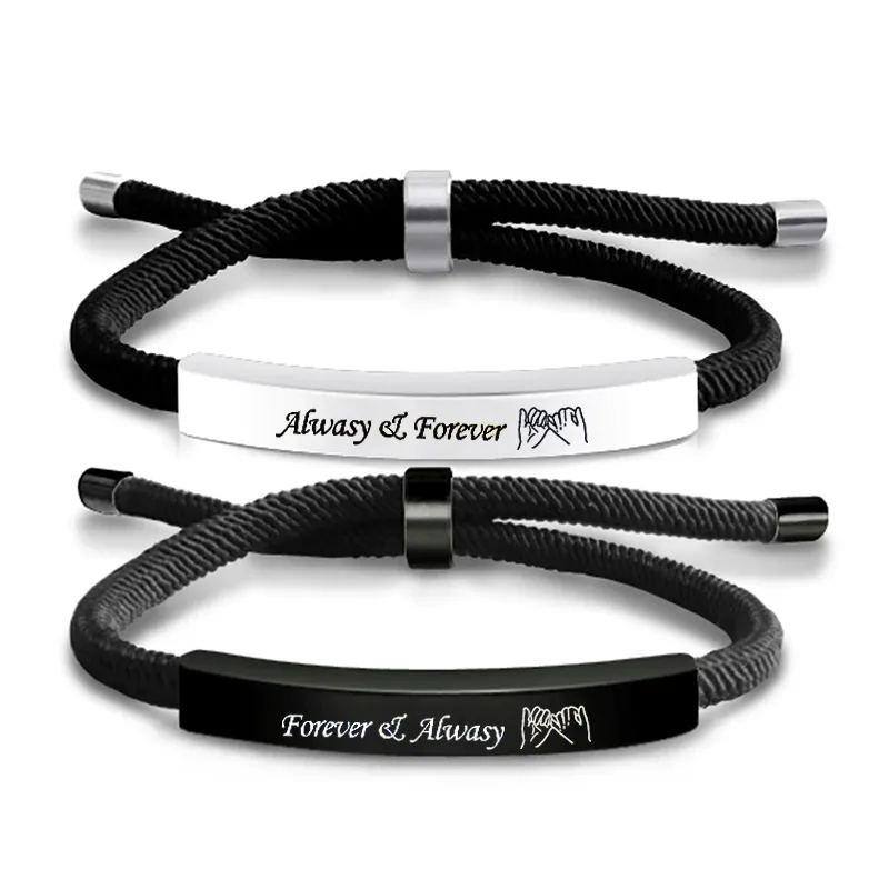 Letter French Style Romantic Simple Style 304 Stainless Steel Rope Bracelets Wholesale display picture 6