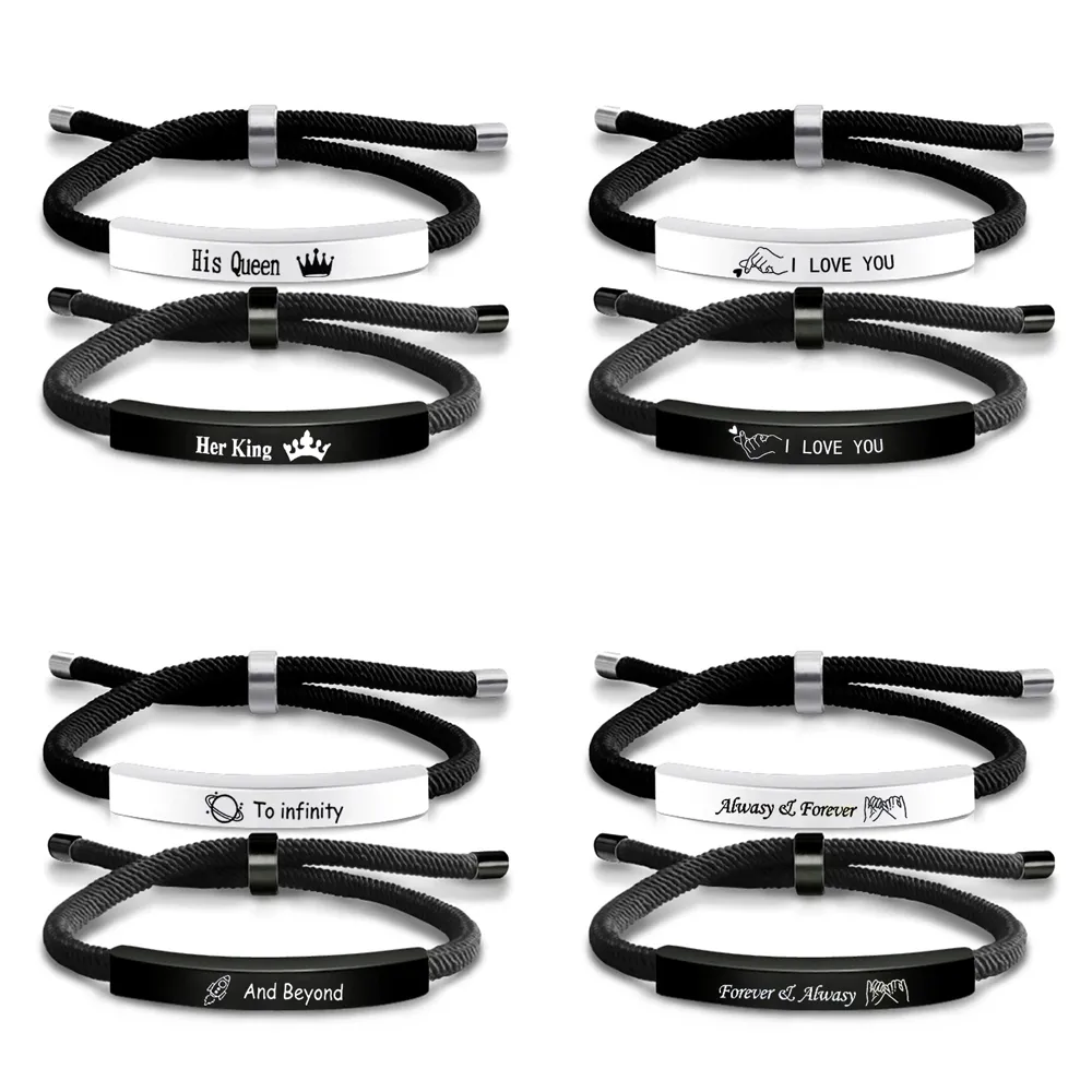 Letter French Style Romantic Simple Style 304 Stainless Steel Rope Bracelets Wholesale display picture 10