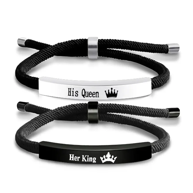 Letter French Style Romantic Simple Style 304 Stainless Steel Rope Bracelets Wholesale display picture 2