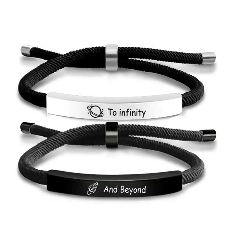 Letter French Style Romantic Simple Style 304 Stainless Steel Rope Bracelets Wholesale display picture 3