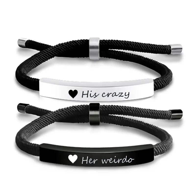 Letter French Style Romantic Simple Style 304 Stainless Steel Rope Bracelets Wholesale display picture 9