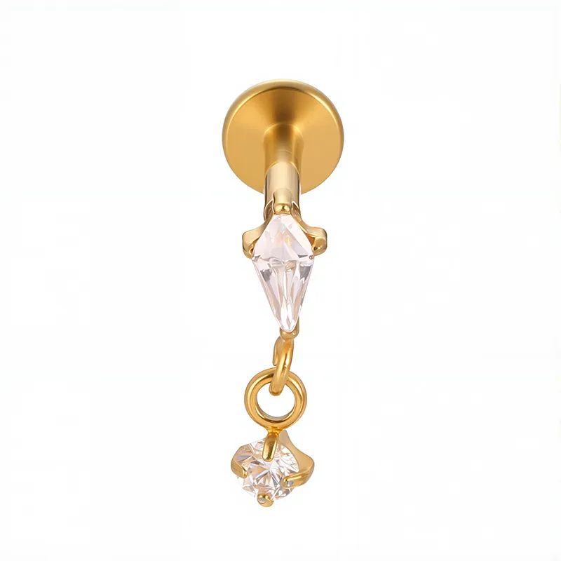 1 Piece Titanium Alloy Casual Sexy Commute Alien Crown Flower Zircon 18K Gold Plated Plating Hollow Out Lip Rings Ear Cartilage Rings & Studs Nose Rings & Studs display picture 6