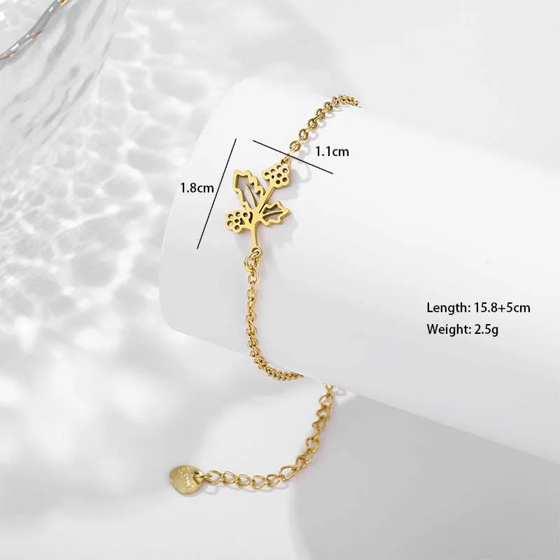Pétale Lotus Chrysanthème Élégant Mignon Femme Acier Inoxydable 201 Bracelets En Masse display picture 12
