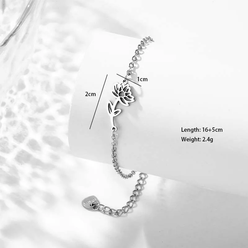 Petal Lotus Chrysanthemum Cute Bohemian Simple Style 201 Stainless Steel Bracelets In Bulk display picture 7