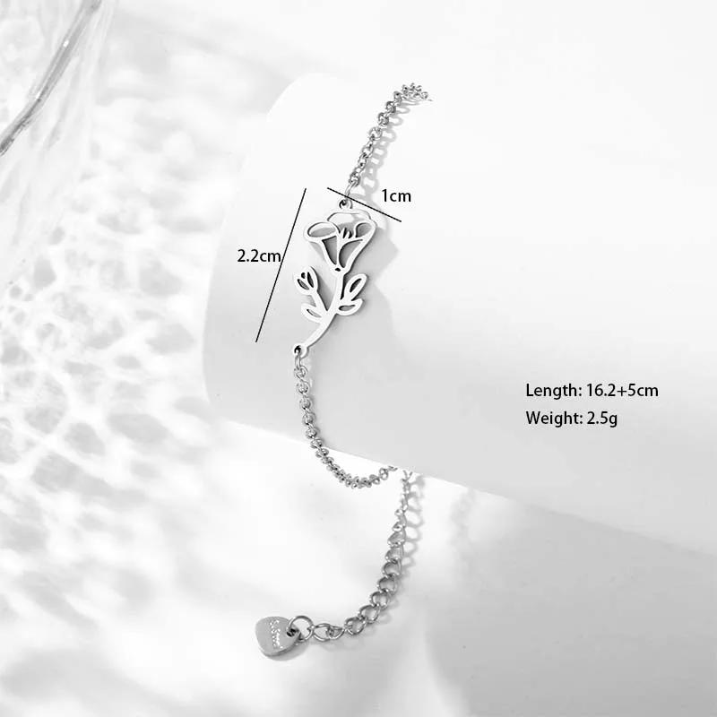 Petal Lotus Chrysanthemum Cute Bohemian Simple Style 201 Stainless Steel Bracelets In Bulk display picture 9