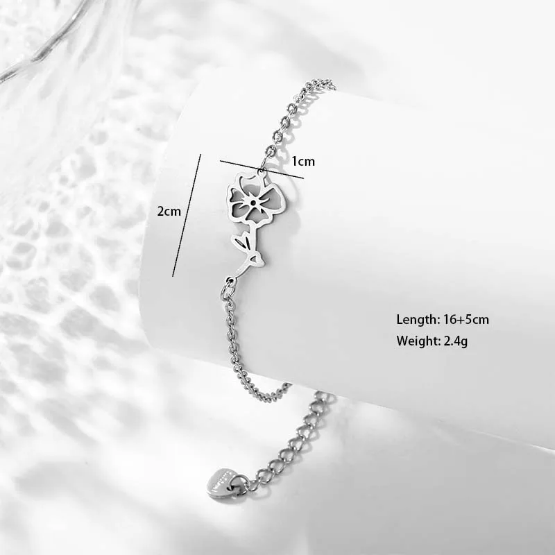 Petal Lotus Chrysanthemum Cute Bohemian Simple Style 201 Stainless Steel Bracelets In Bulk display picture 8