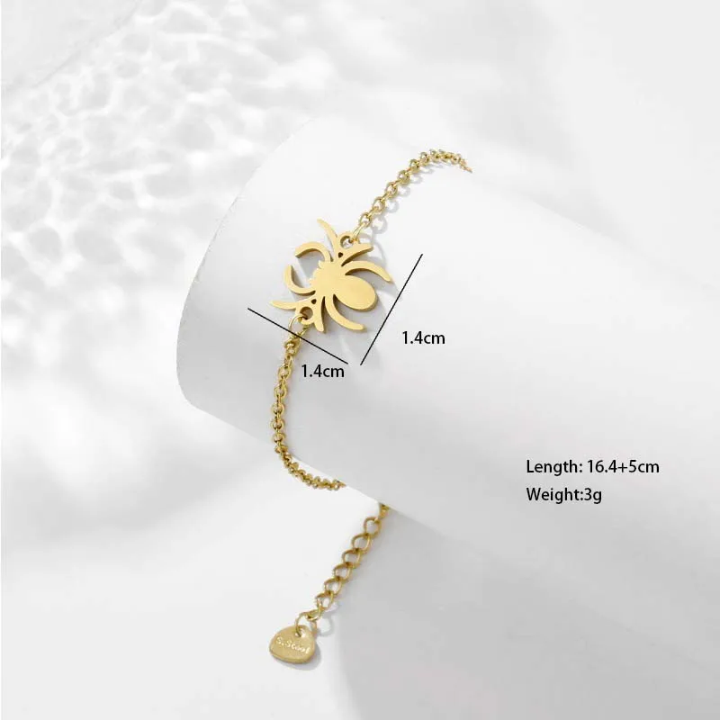 Sun Paw Print Spider Simple Style Streetwear 201 Stainless Steel Bracelets In Bulk display picture 12