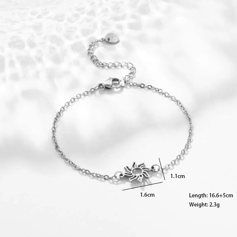 Sun Paw Print Spider Simple Style Streetwear 201 Stainless Steel Bracelets In Bulk display picture 15