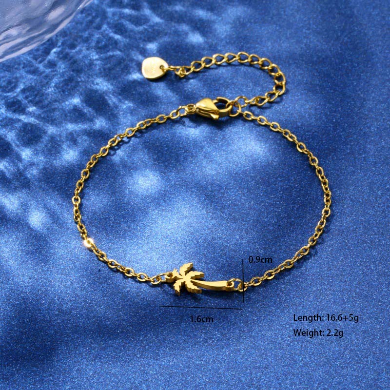 Tortoise Coconut Tree Dolphin Cute Lady Bohemian 201 Stainless Steel Bracelets In Bulk display picture 9