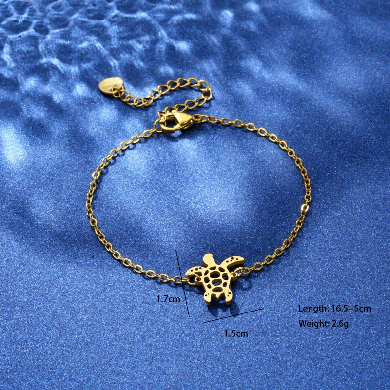 Tortoise Coconut Tree Dolphin Cute Lady Bohemian 201 Stainless Steel Bracelets In Bulk display picture 3
