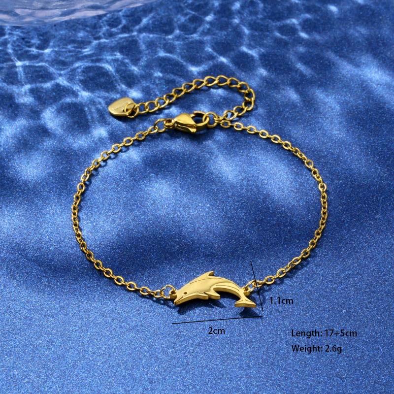 Tortoise Coconut Tree Dolphin Cute Lady Bohemian 201 Stainless Steel Bracelets In Bulk display picture 10